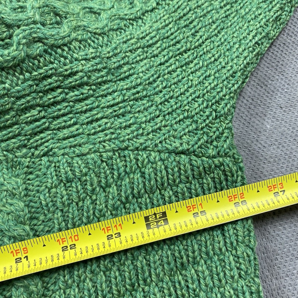 Aran Woollen Mills Sweater Womens 1X Green Button Cable Knit Ireland 100% Wool - Picture 7 of 10